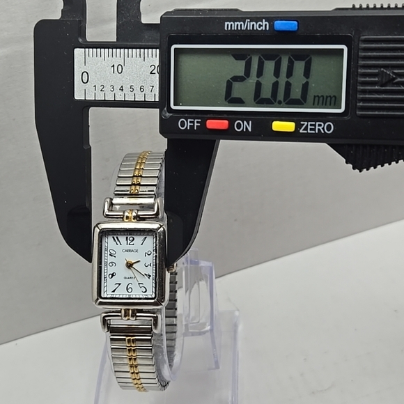 Womens Carriage by Timex Tank Watch Silver Gold Two Tone Stretch New Battery - Picture 4 of 10